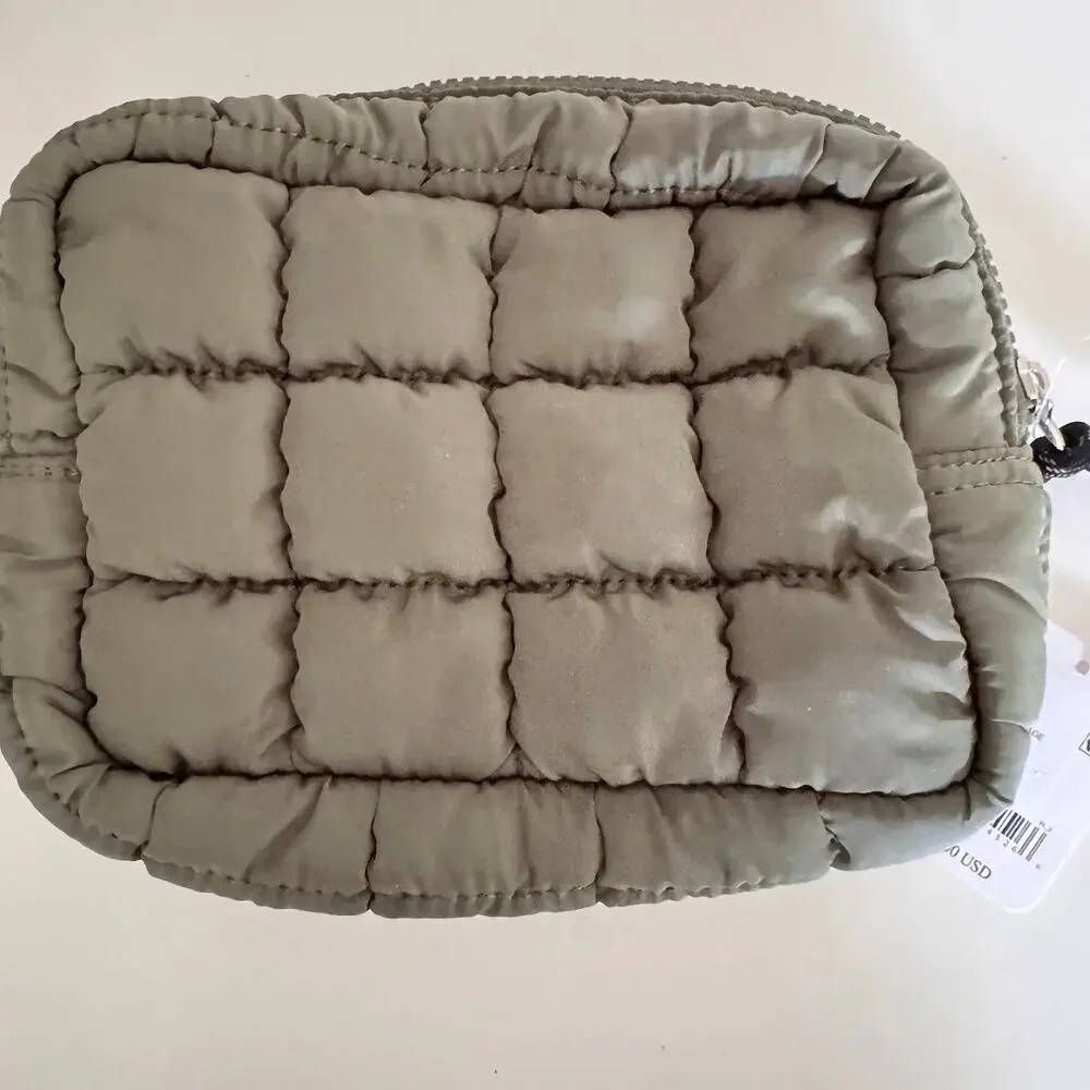 Free People Movement Quilted Mini Case in Washed Sage Green NEW